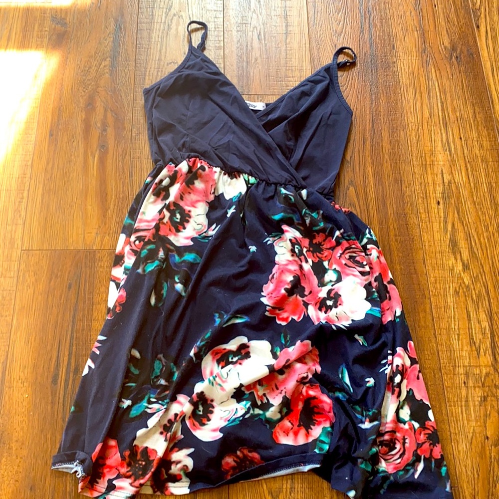 Floral and navy dress